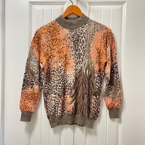 Vintage 100% Cashmere Animal Print Sweater – S/M